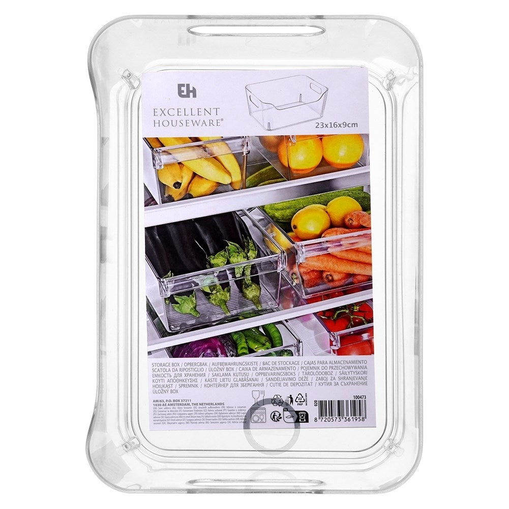 Kitchen container for refrigerator storage of vegetables and fruit
