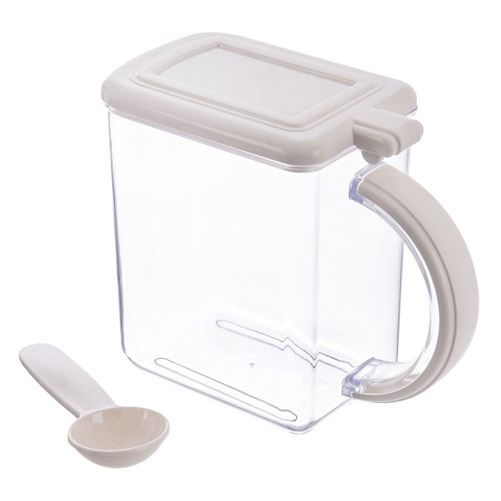 Kitchen container with lid and spoon for easy storage