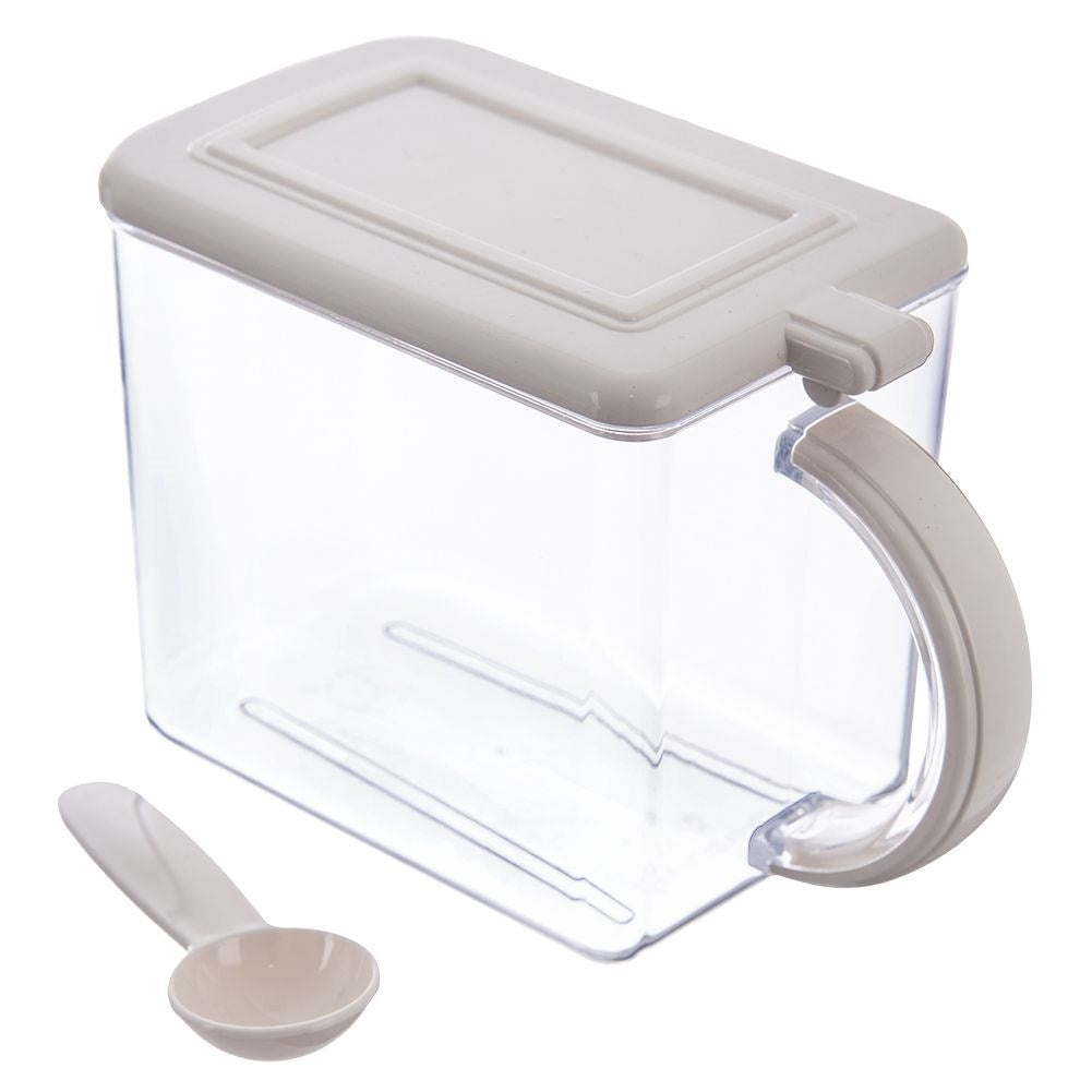 Kitchen container with lid and spoon for easy storage