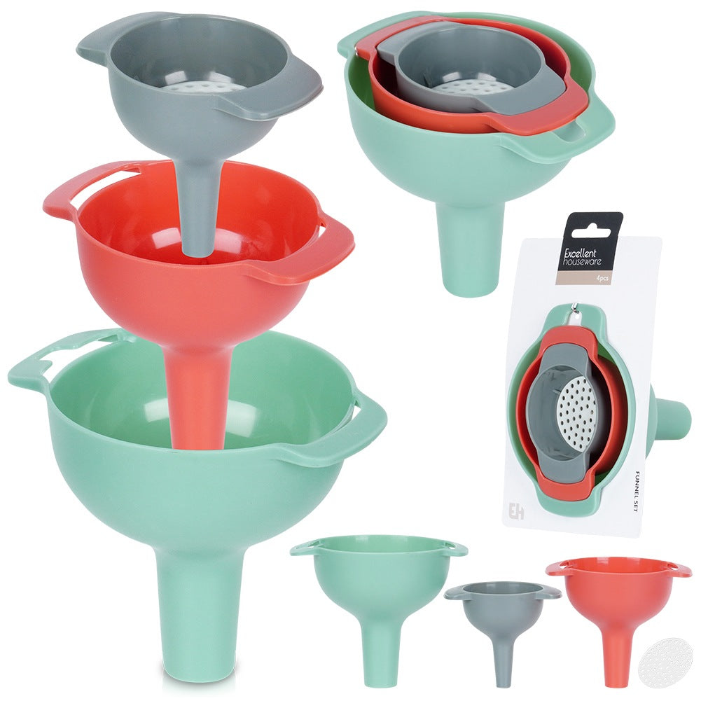 Kitchen funnel and strainer 10/8/6 cm 4 pcs.