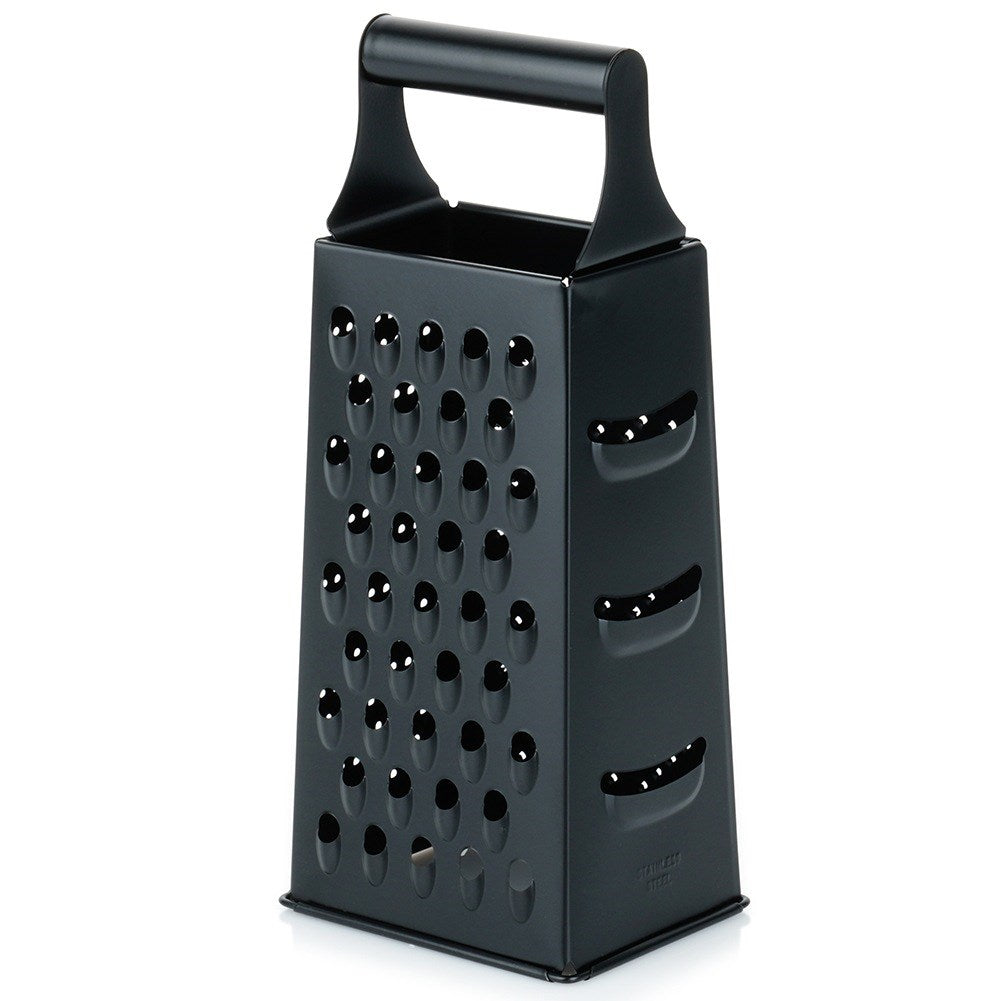 Kitchen grater, steel, black, 4-sided, 25 cm
