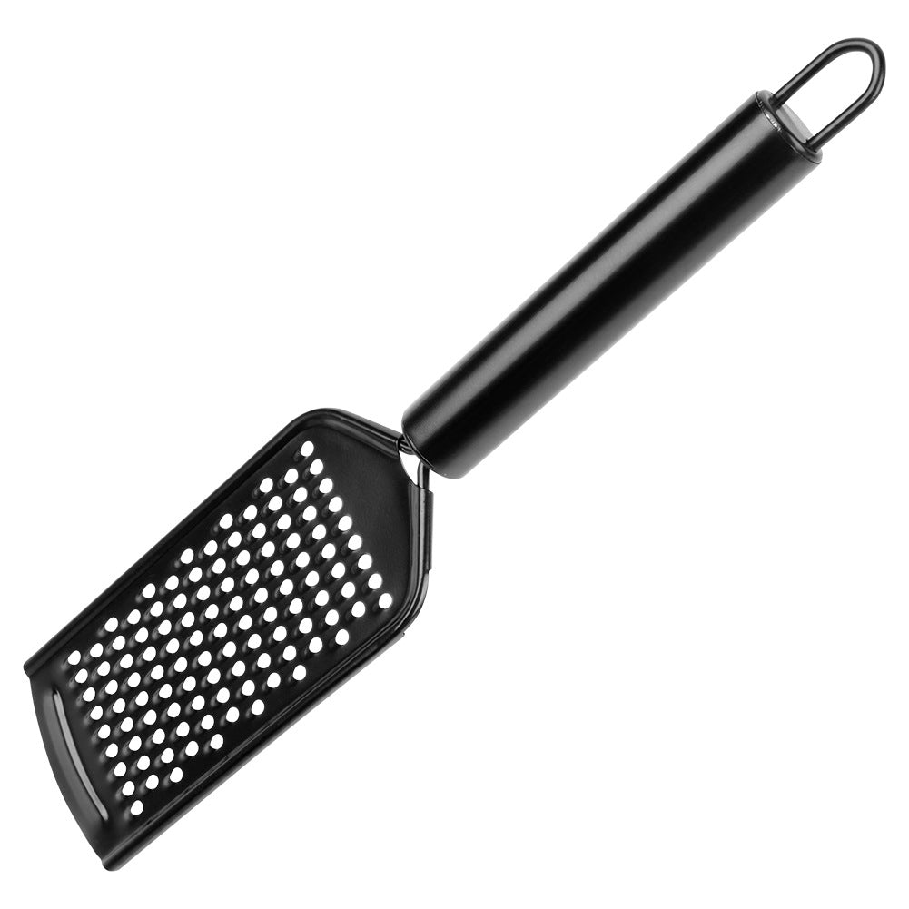 Kitchen grater, steel, black, flat, 24 cm