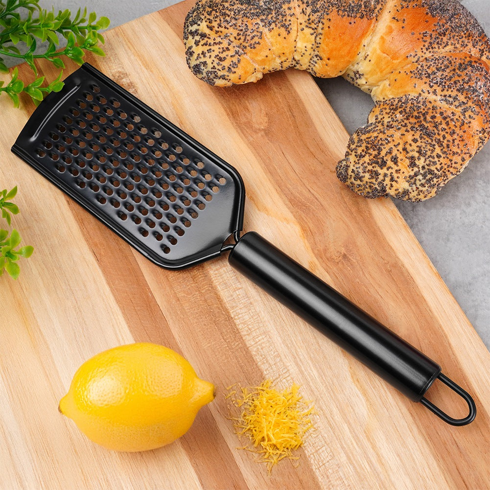 Kitchen grater, steel, black, flat, 24 cm