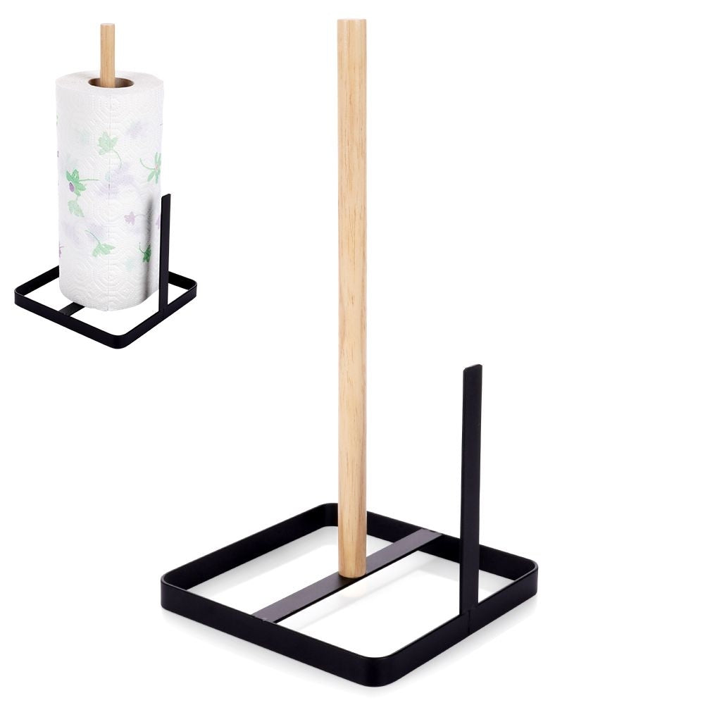 Kitchen holder in wood and metal, black matt LOFT style