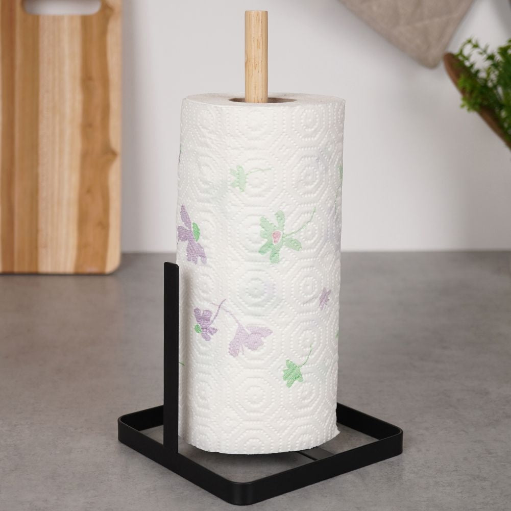 Kitchen holder in wood and metal, black matt LOFT style