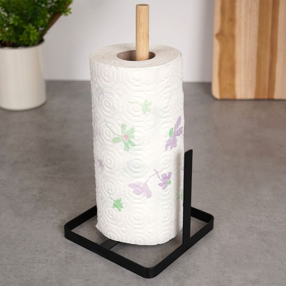 Kitchen holder in wood and metal, black matt LOFT style