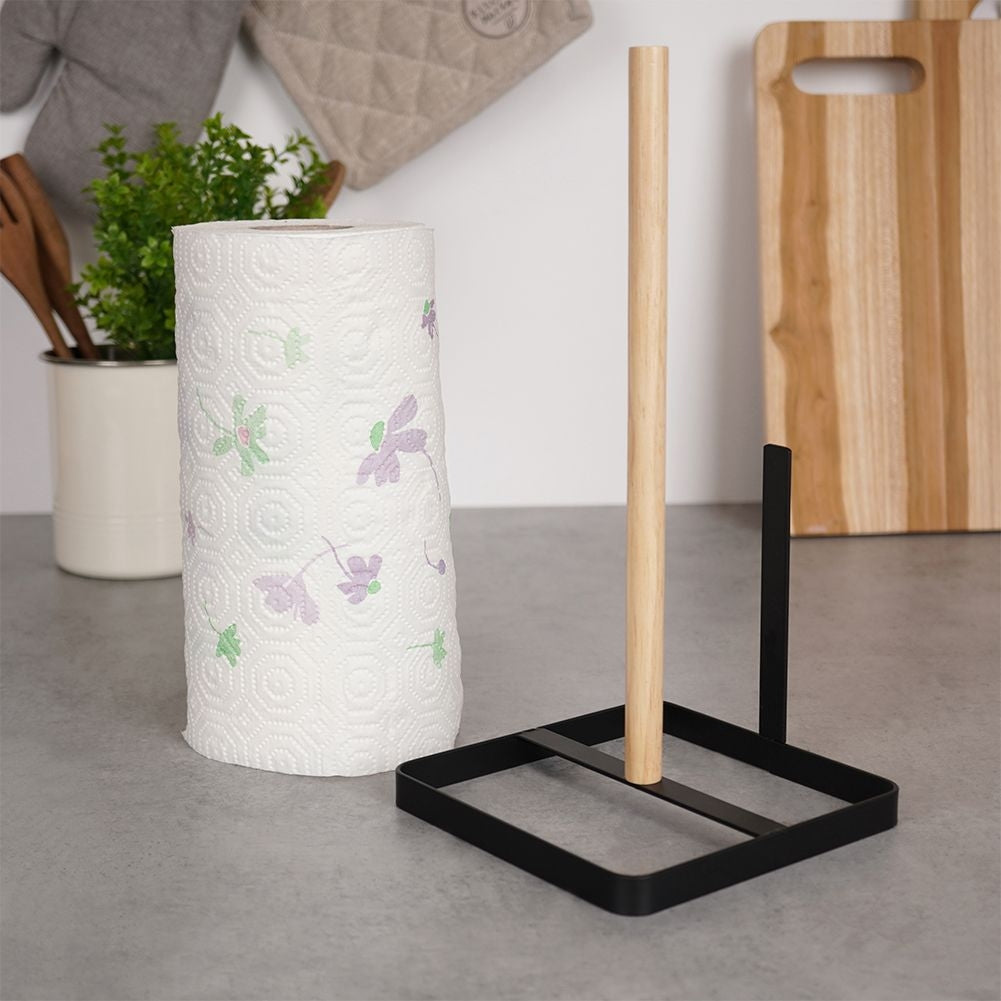 Kitchen holder in wood and metal, black matt LOFT style