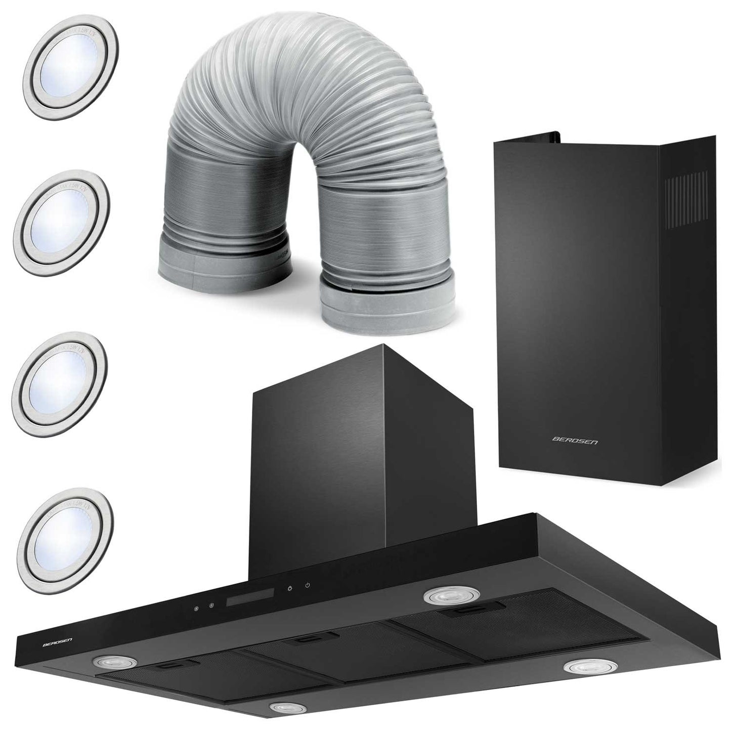 Kitchen hood 90 cm Black Berdsen BE-90E