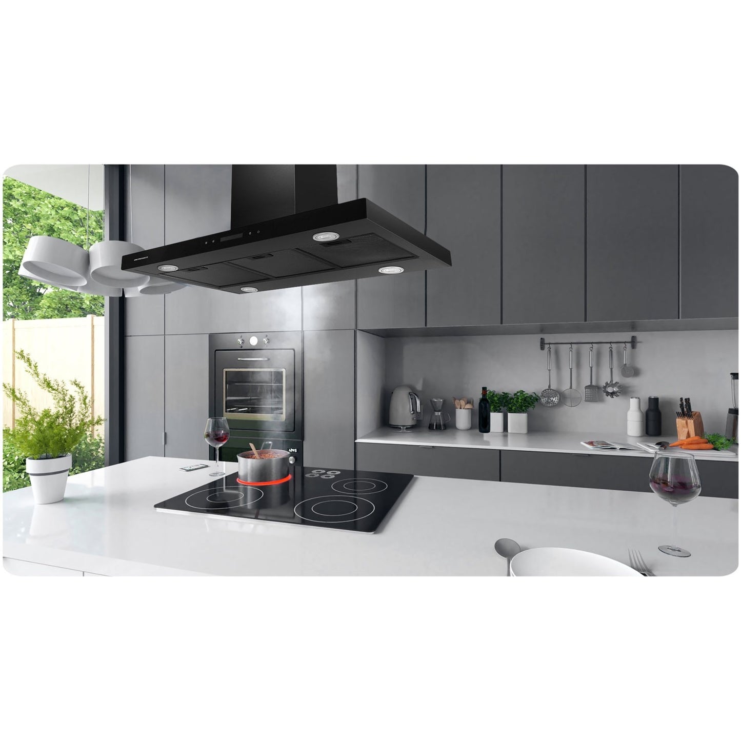 Kitchen hood 90 cm Black Berdsen BE-90E