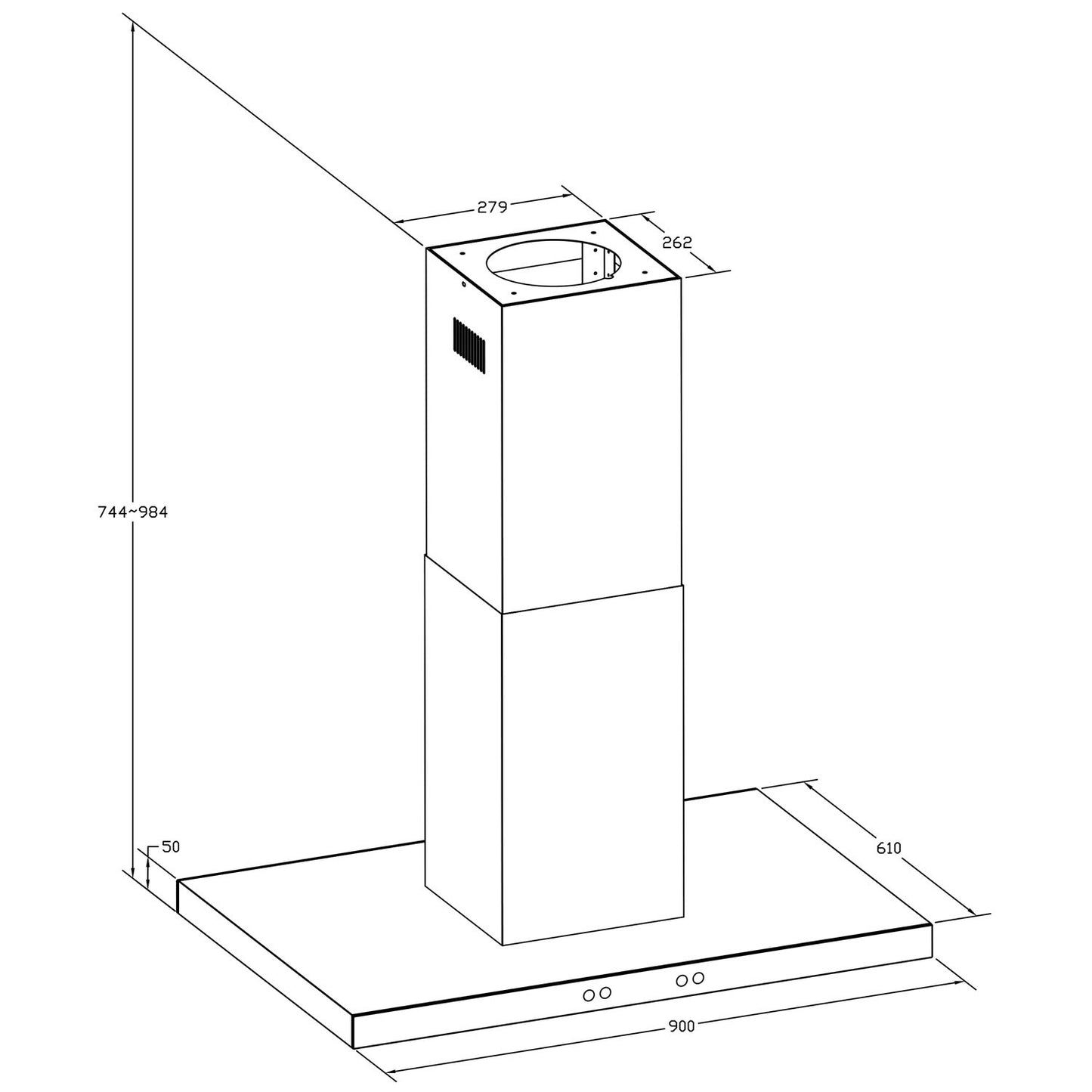 Kitchen hood 90 cm Black Berdsen BE-90E