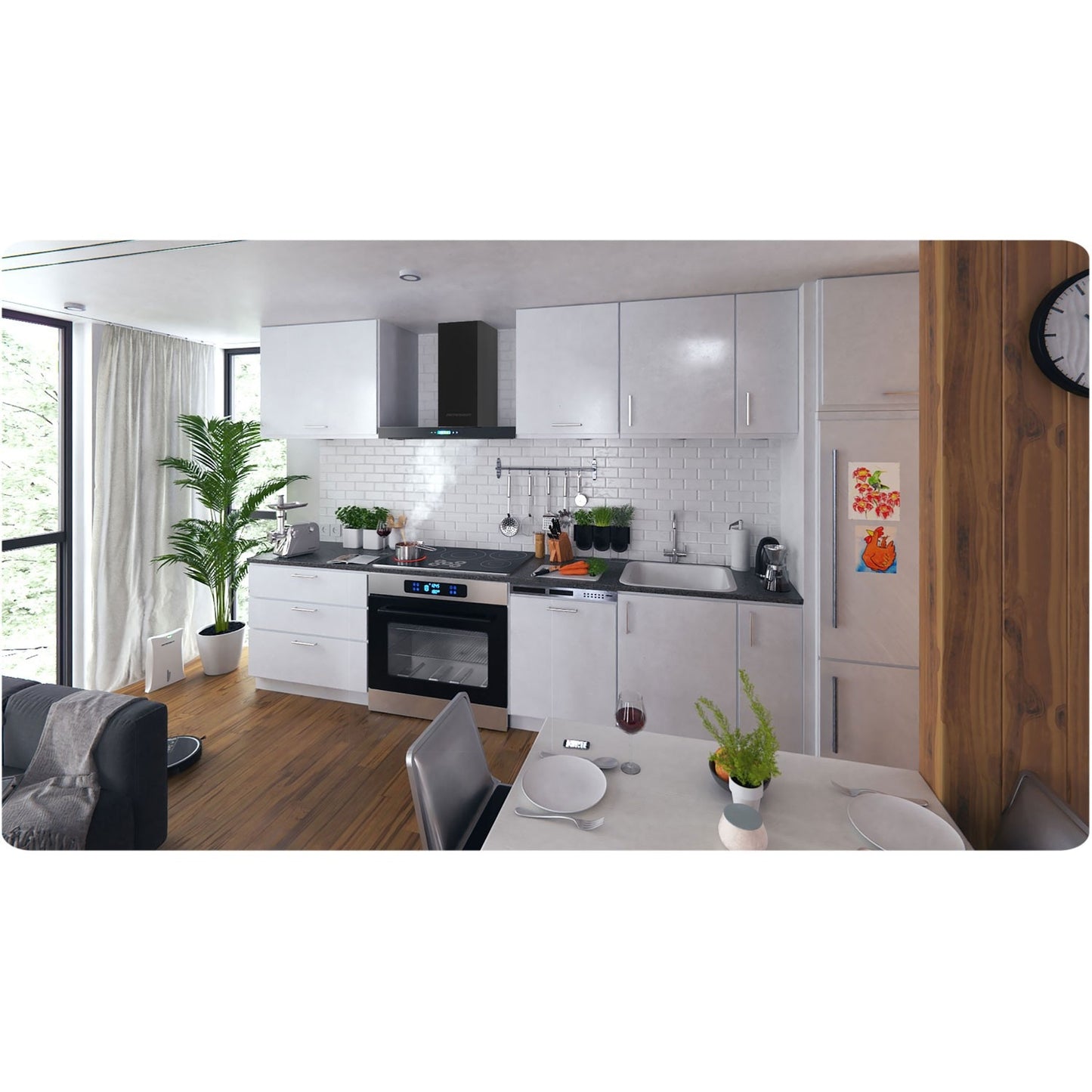 Kitchen hood 90 cm Black Berdsen BE-90S