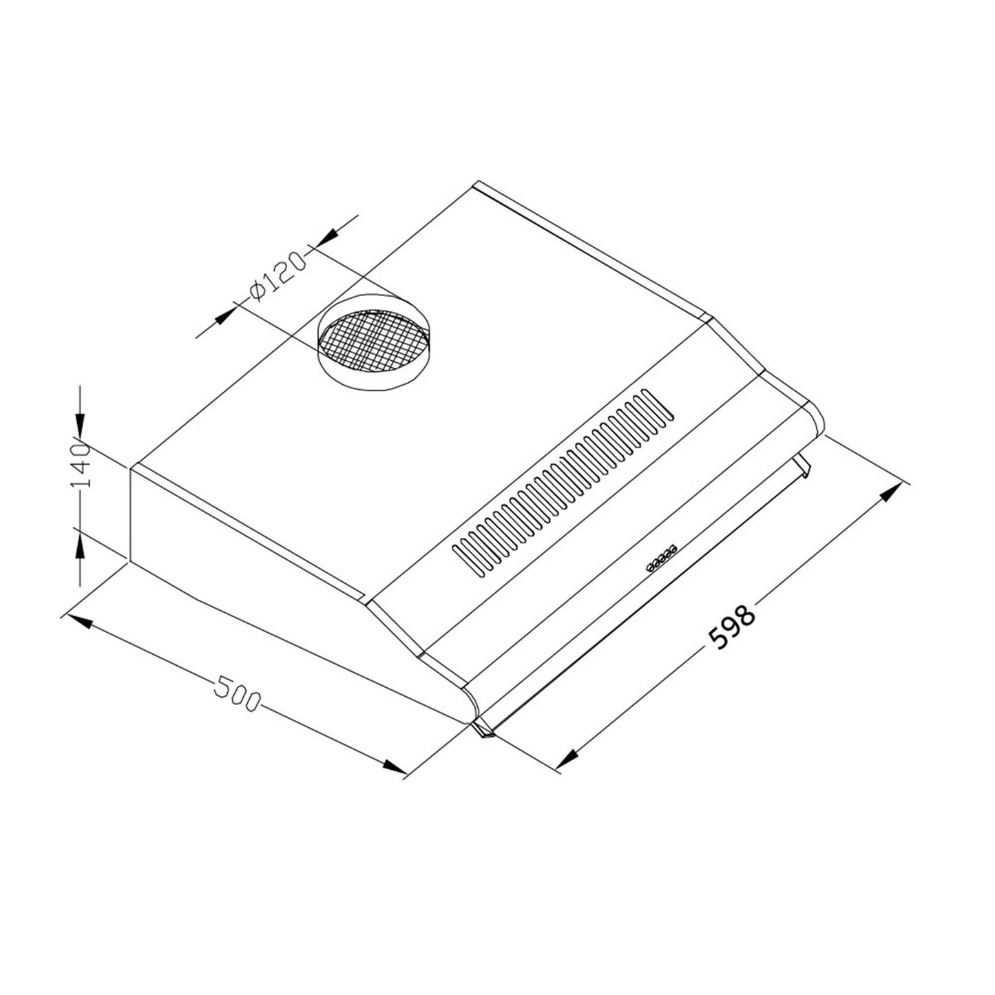 Under-Cabinet Kitchen Hood, 60cm, Black, Stainless Steel