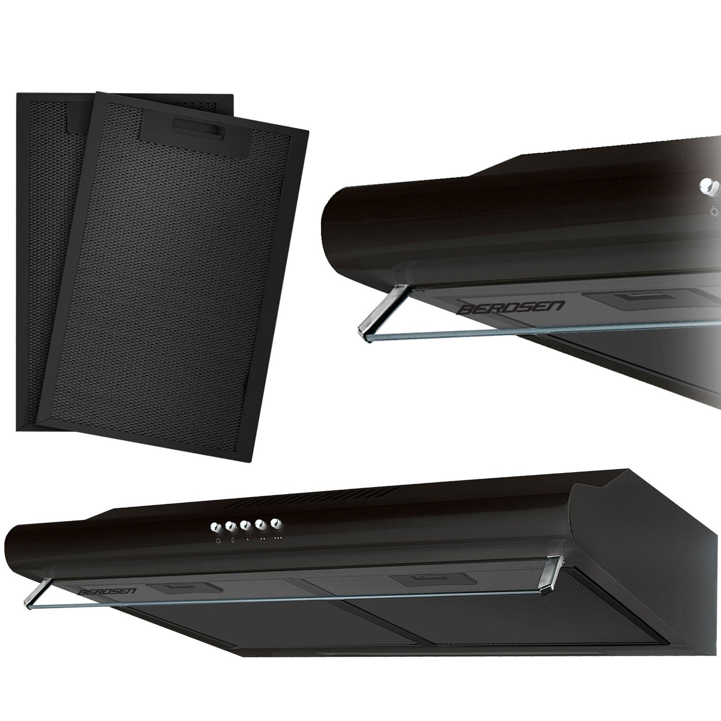 Kitchen hood for base cabinets - 50 cm Berdsen BE-10-A black