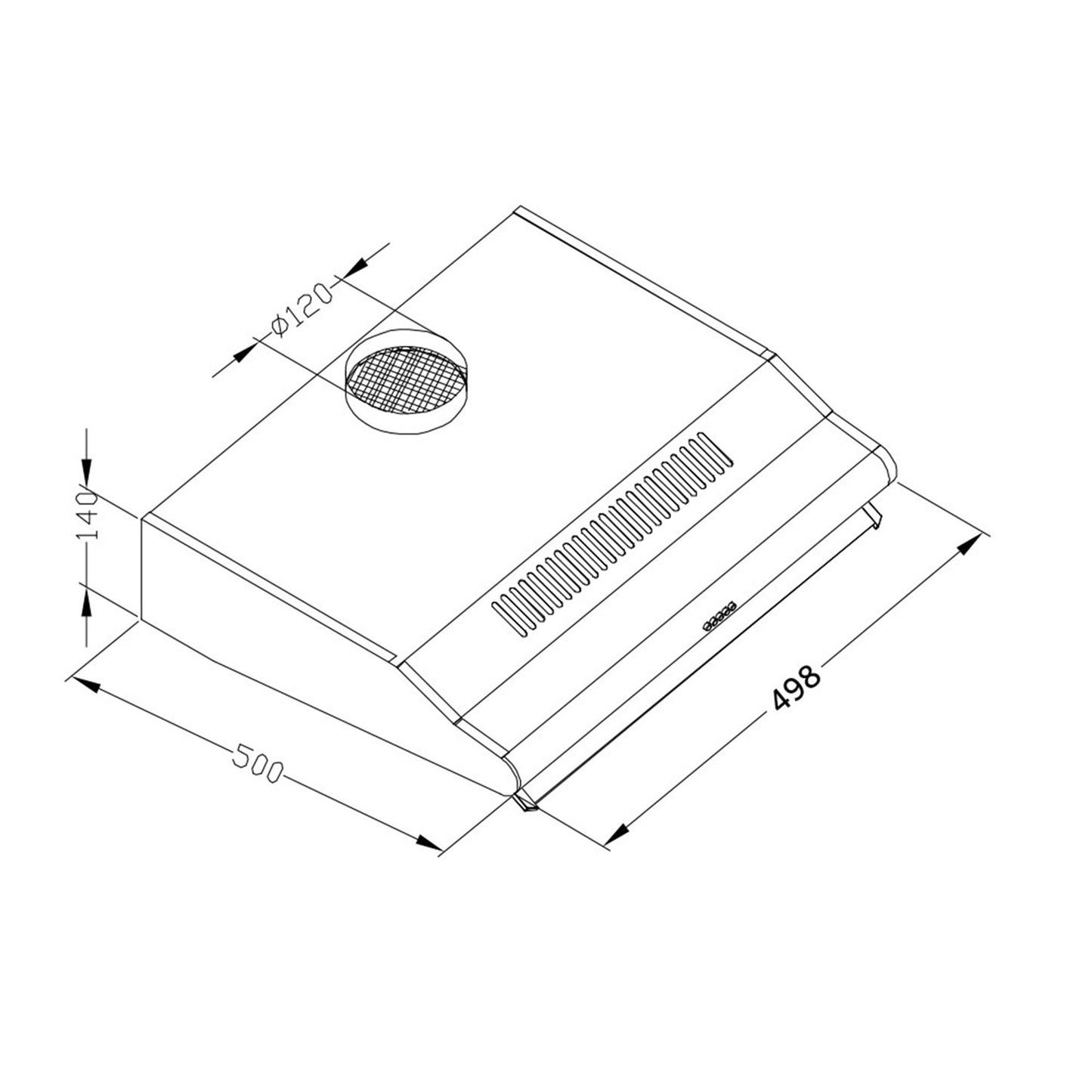 Kitchen hood for base cabinets - 50 cm Berdsen BE-10-A black