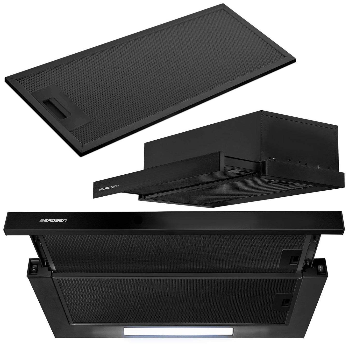 Kitchen hood for base cabinets - 60 cm Berdsen BE-60-LW black