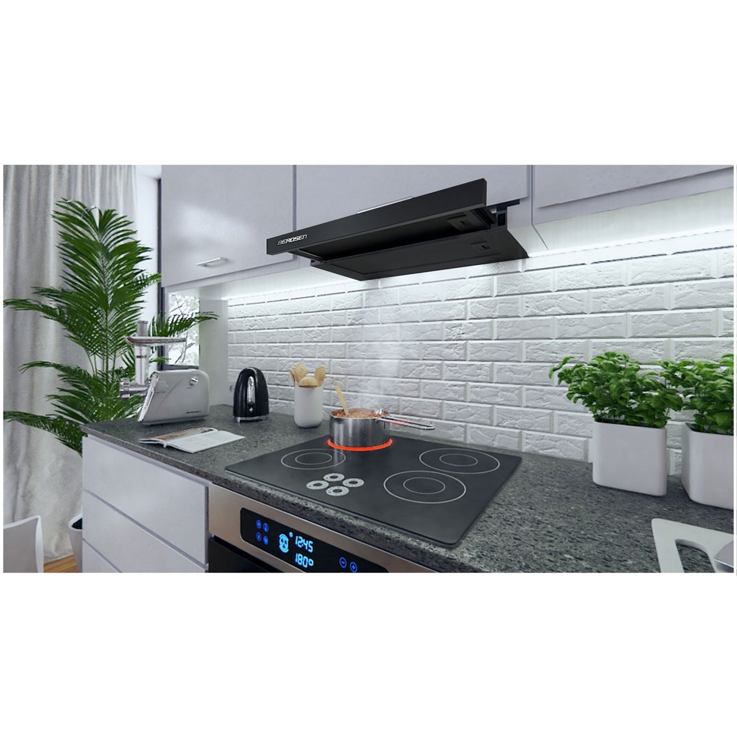 Kitchen hood for base cabinets - 60 cm Berdsen BE-60-LW black