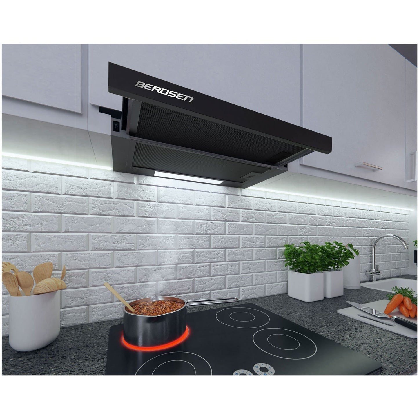 Kitchen hood for base cabinets - 60 cm Berdsen BE-60-LW black