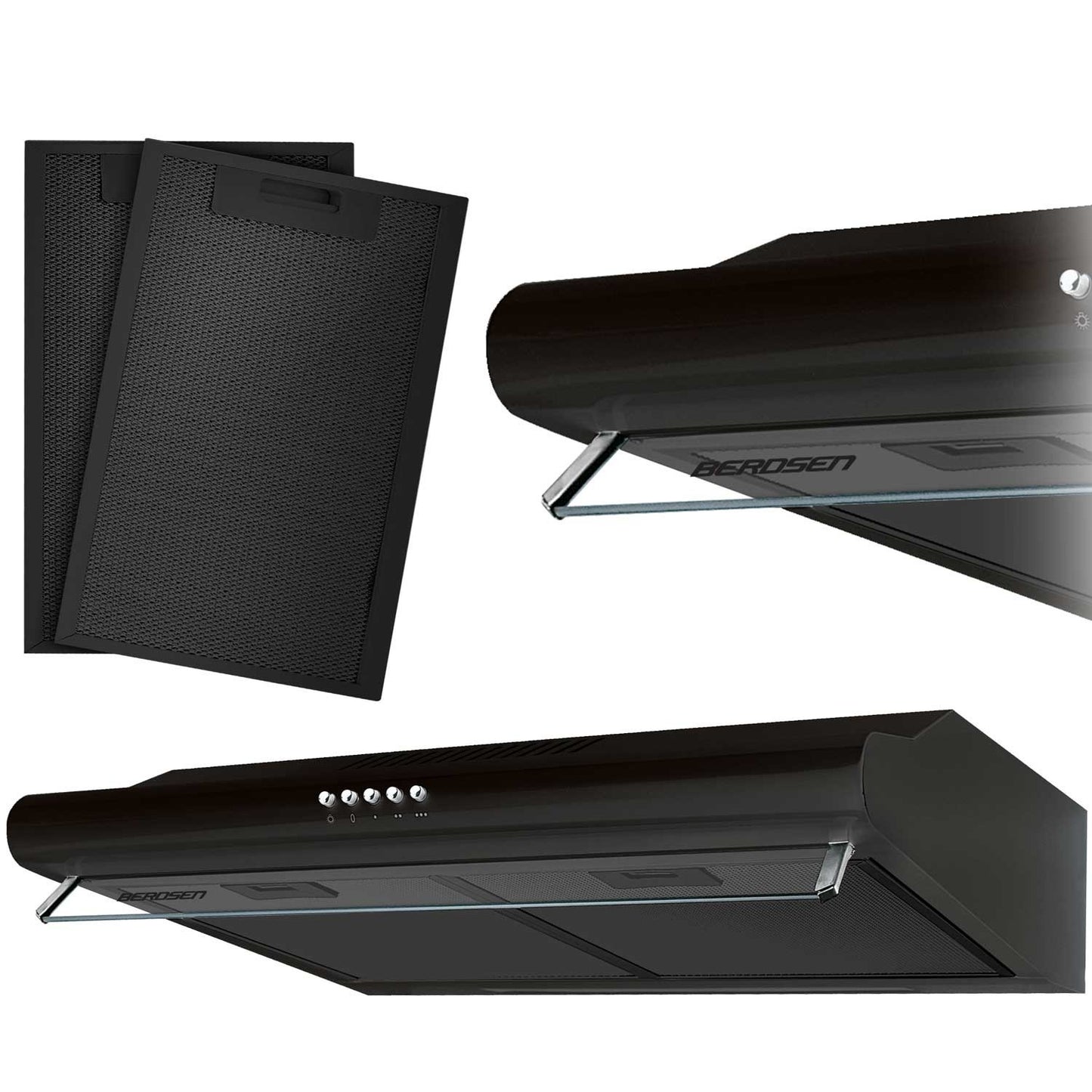 Kitchen hood for under cabinets - 60 cm Berdsen BE-10-A black