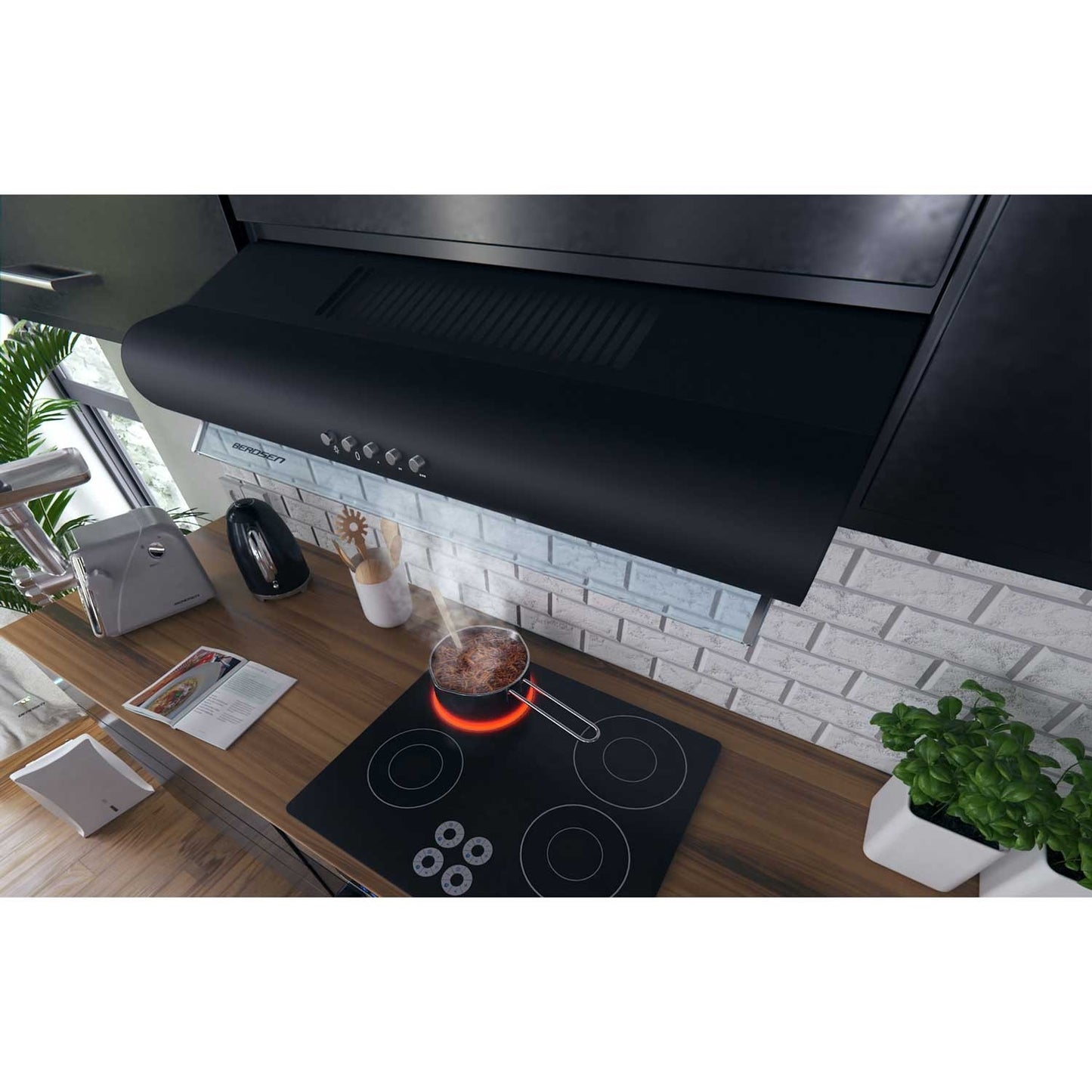 Kitchen hood for under cabinets - 60 cm Berdsen BE-10-A black