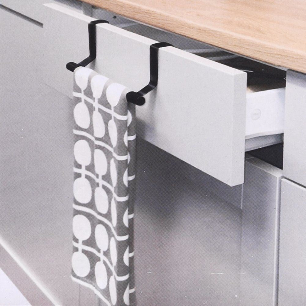 Kitchen hook for cabinet doors in durable metal, stylish black