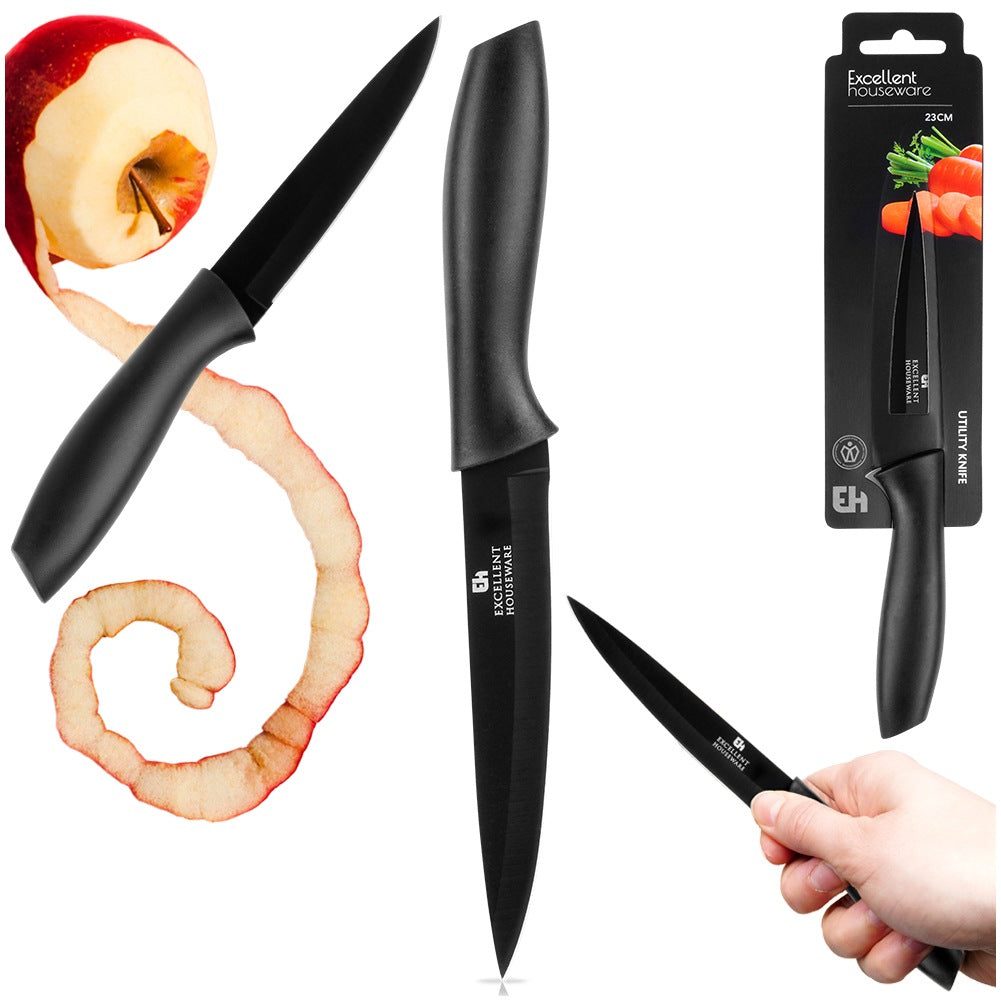 Kitchen knife steel black 23 cm