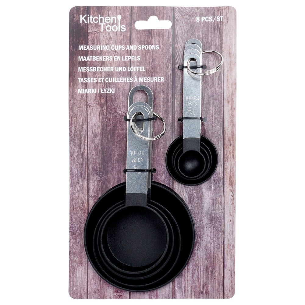 Kitchen measuring set: 4 measuring spoons & 4 measuring cups for easy measuring