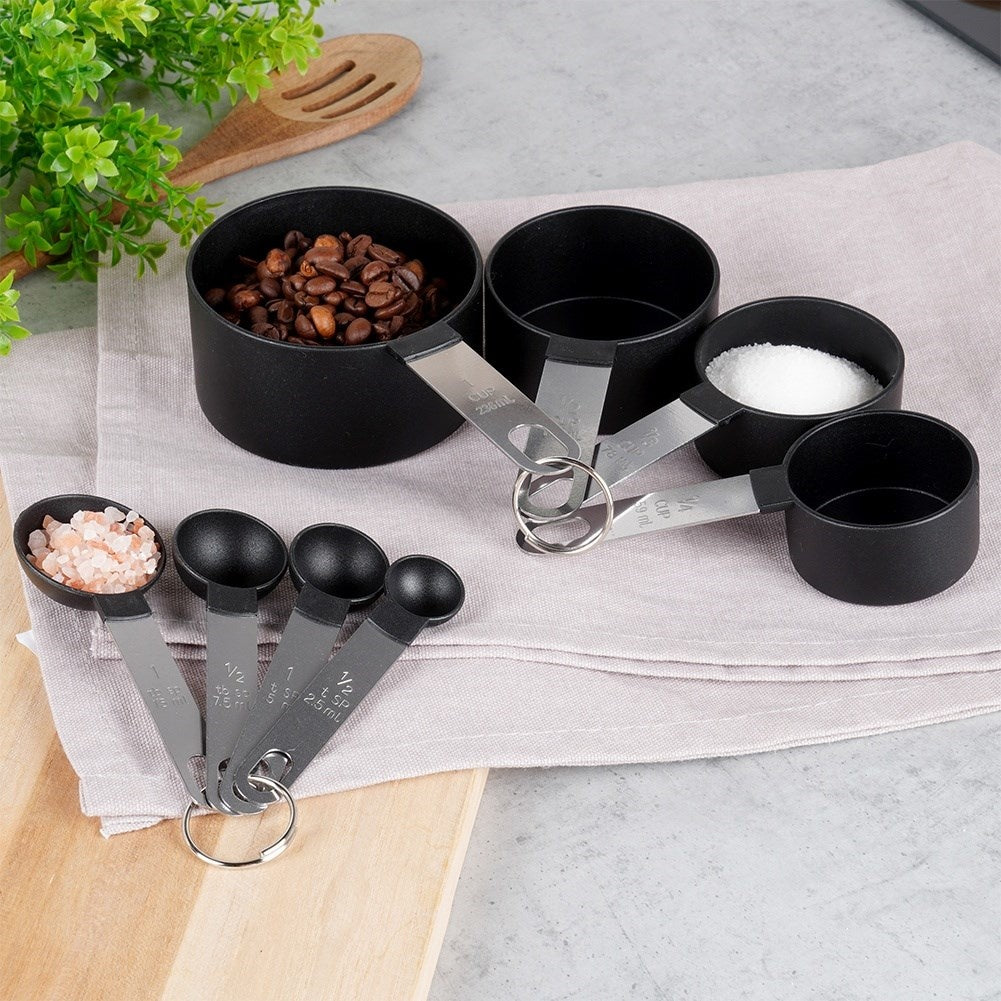 Kitchen measuring set: 4 measuring spoons & 4 measuring cups for easy measuring