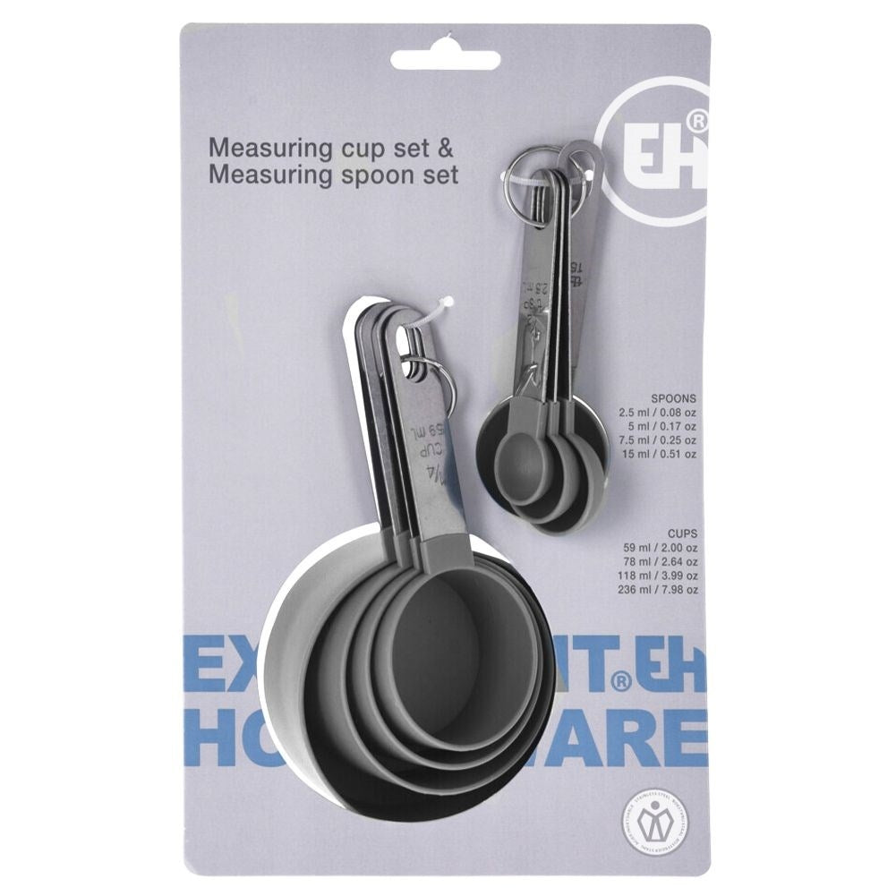 Kitchen measuring set: 4 measuring spoons & 4 measuring cups for easy measuring