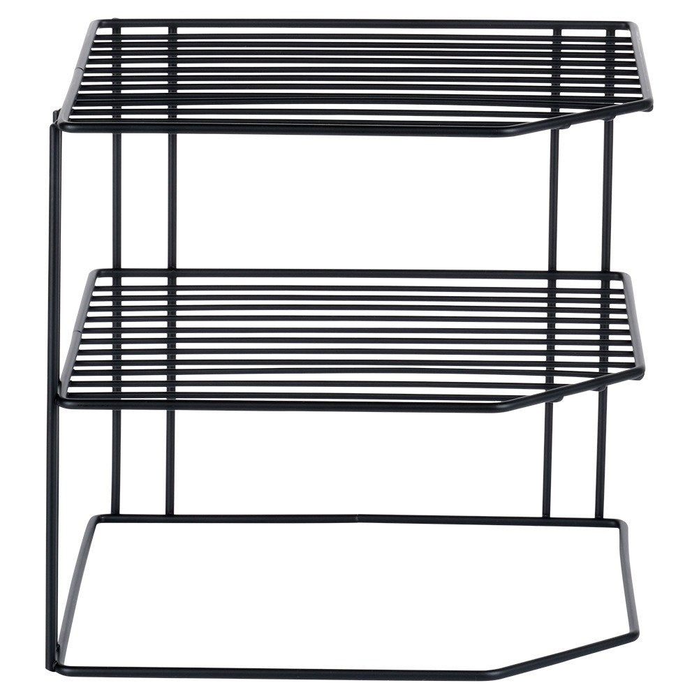 Kitchen metal shelf black, three levels, corner construction
