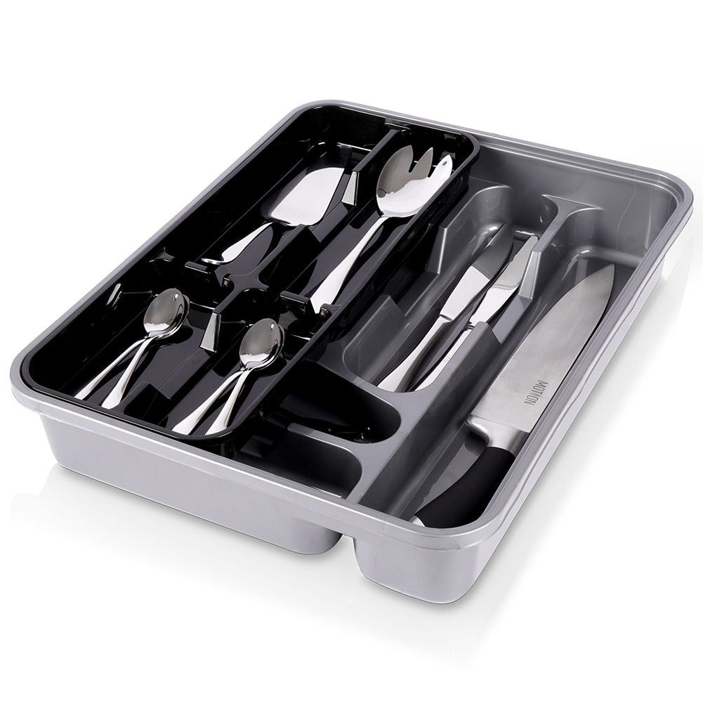 Kitchen organizer for cutlery with removable insert in grey/black
