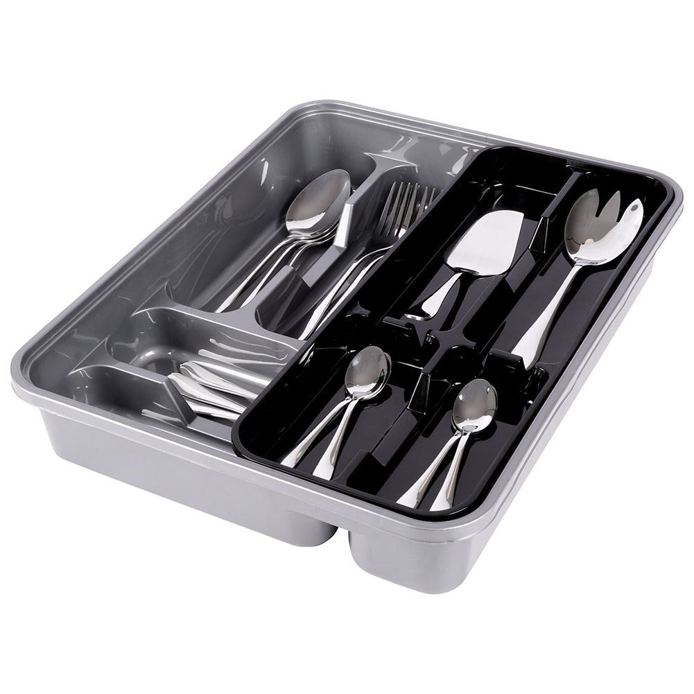 Kitchen organizer for cutlery with removable insert in grey/black