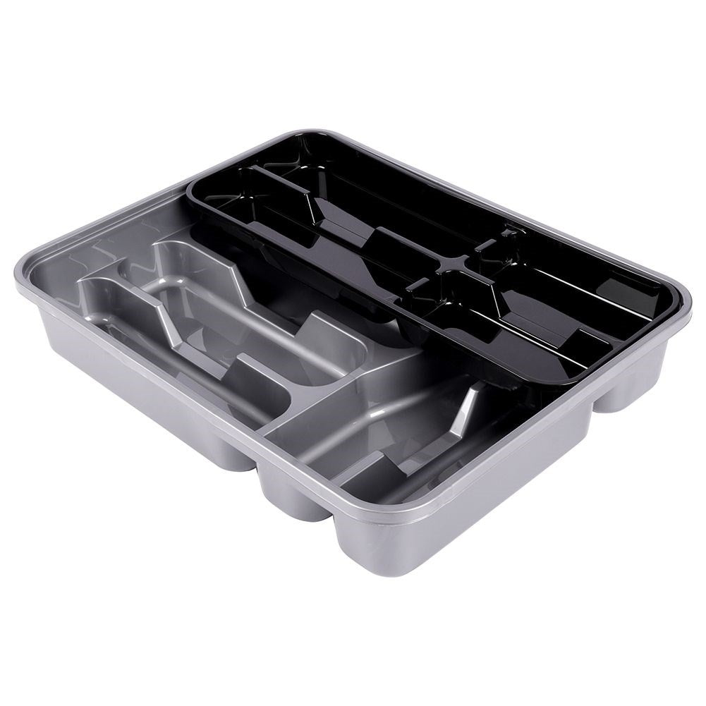 Kitchen organizer for cutlery with removable insert in grey/black