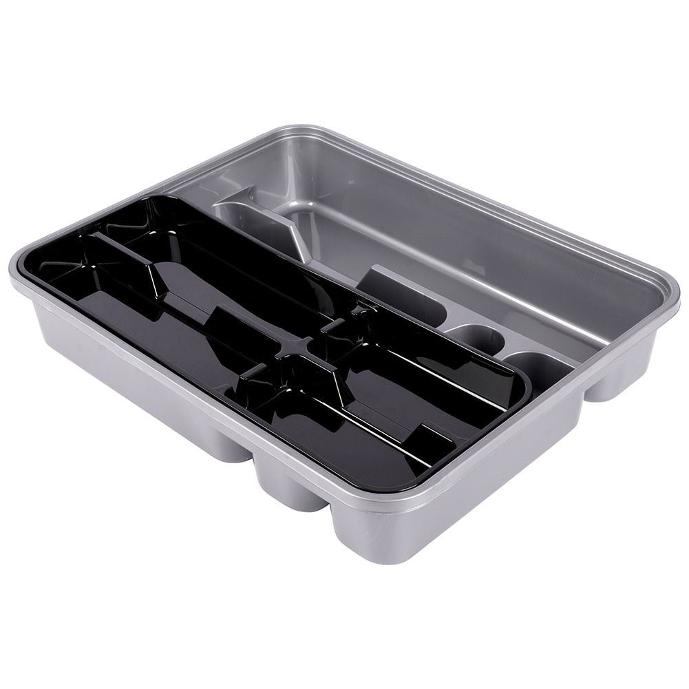 Kitchen organizer for cutlery with removable insert in grey/black