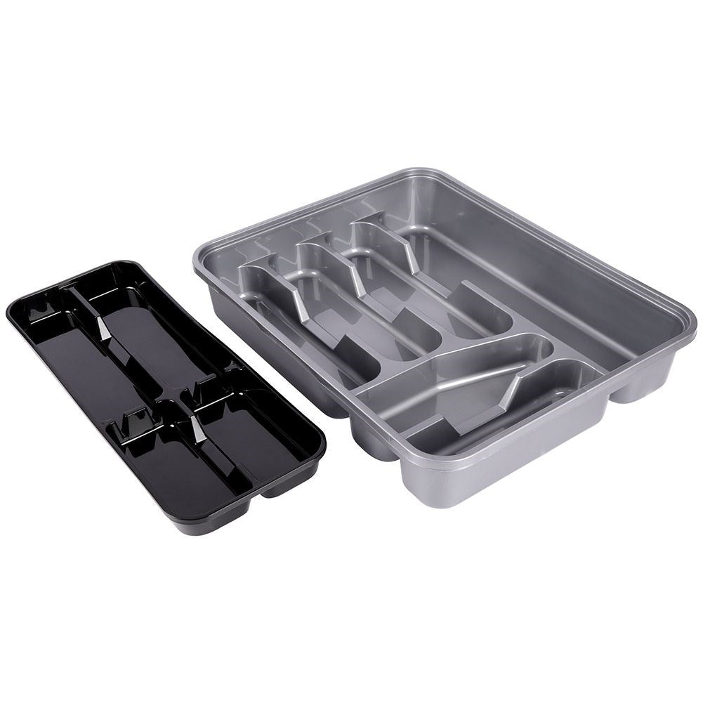 Kitchen organizer for cutlery with removable insert in grey/black