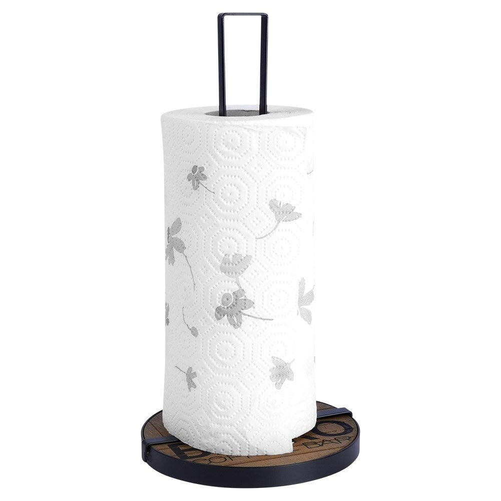 Kitchen rack for Paper Towels in Black Metal and MDF