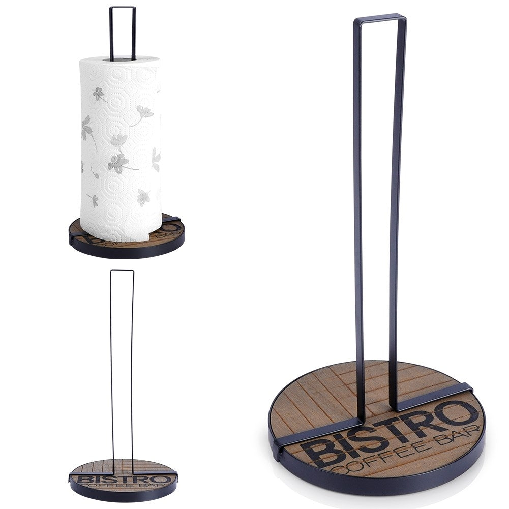 Kitchen rack for Paper Towels in Black Metal and MDF