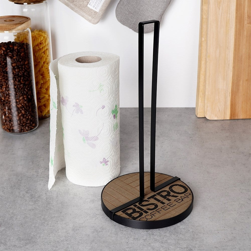Kitchen rack for Paper Towels in Black Metal and MDF