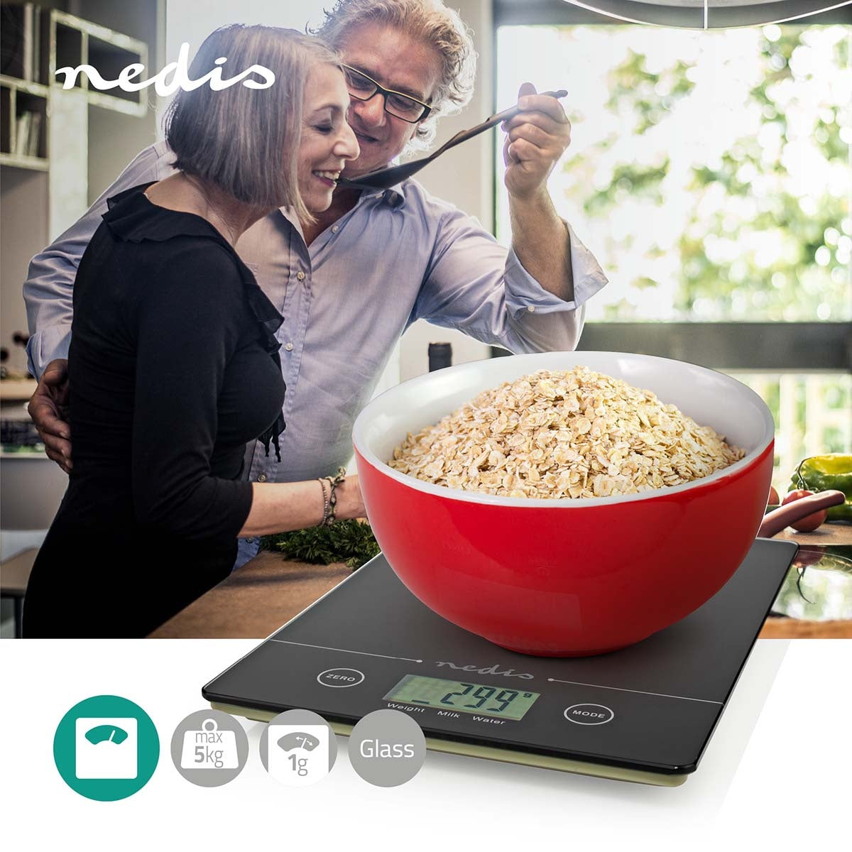 Kitchen scale | Digital | Glass / Plastic | CR 2032 Battery | Black