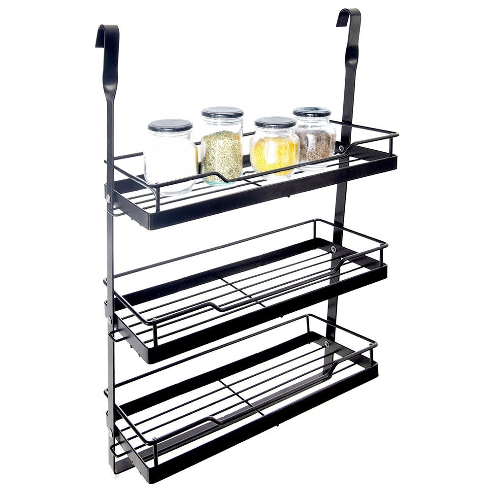 Kitchen shelf hung on a rail, metal, black, RADKA, 32x11x46 cm