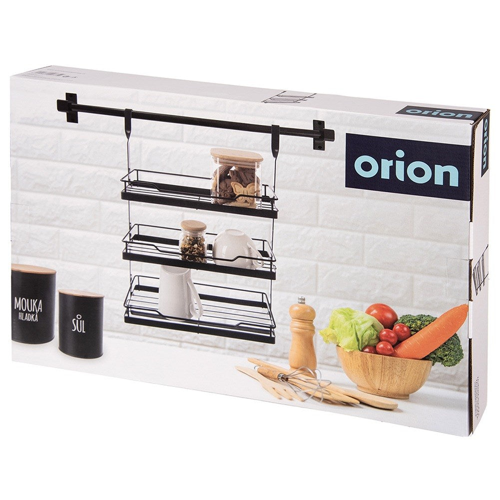 Kitchen shelf hung on a rail, metal, black, RADKA, 32x11x46 cm
