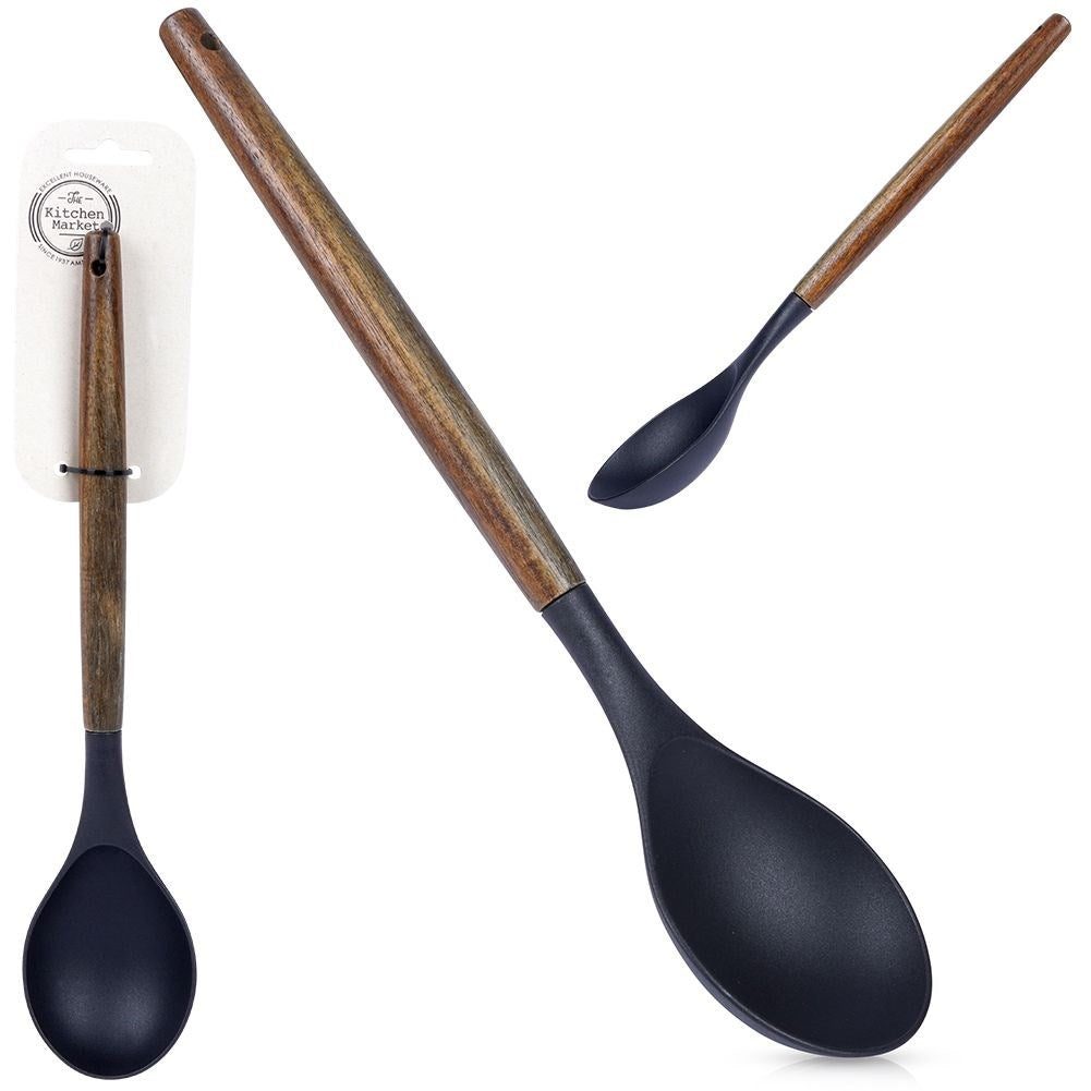 Kitchen spoon in acacia wood and thermoplastic for cooking