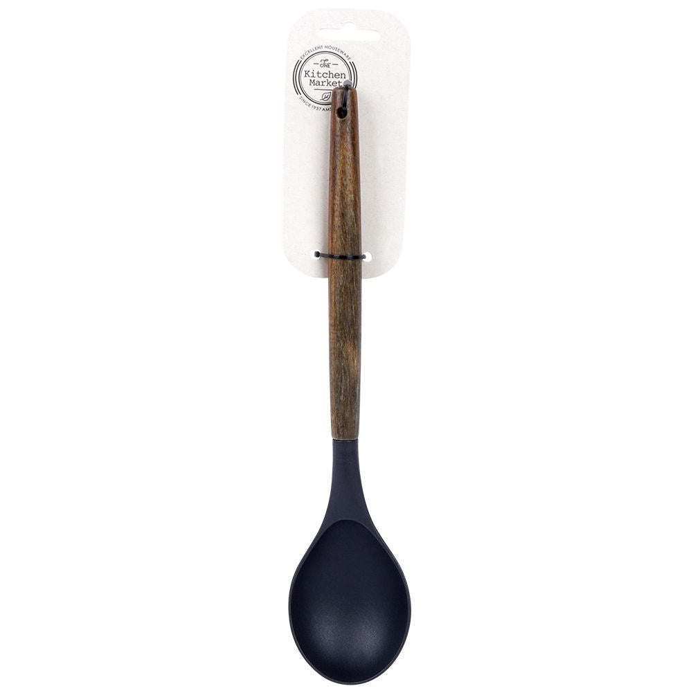 Kitchen spoon in acacia wood and thermoplastic for cooking