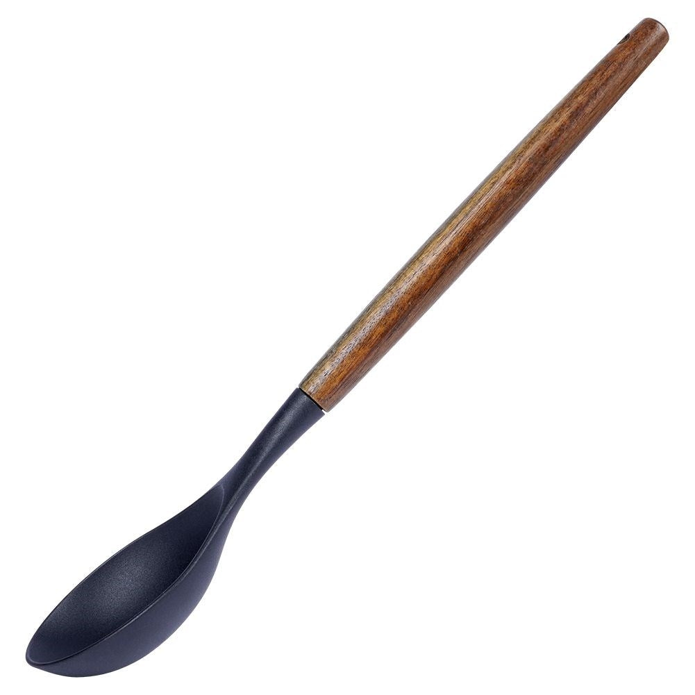 Kitchen spoon in acacia wood and thermoplastic for cooking