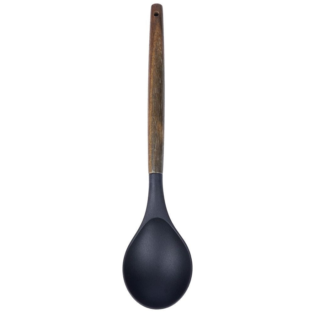 Kitchen spoon in acacia wood and thermoplastic for cooking