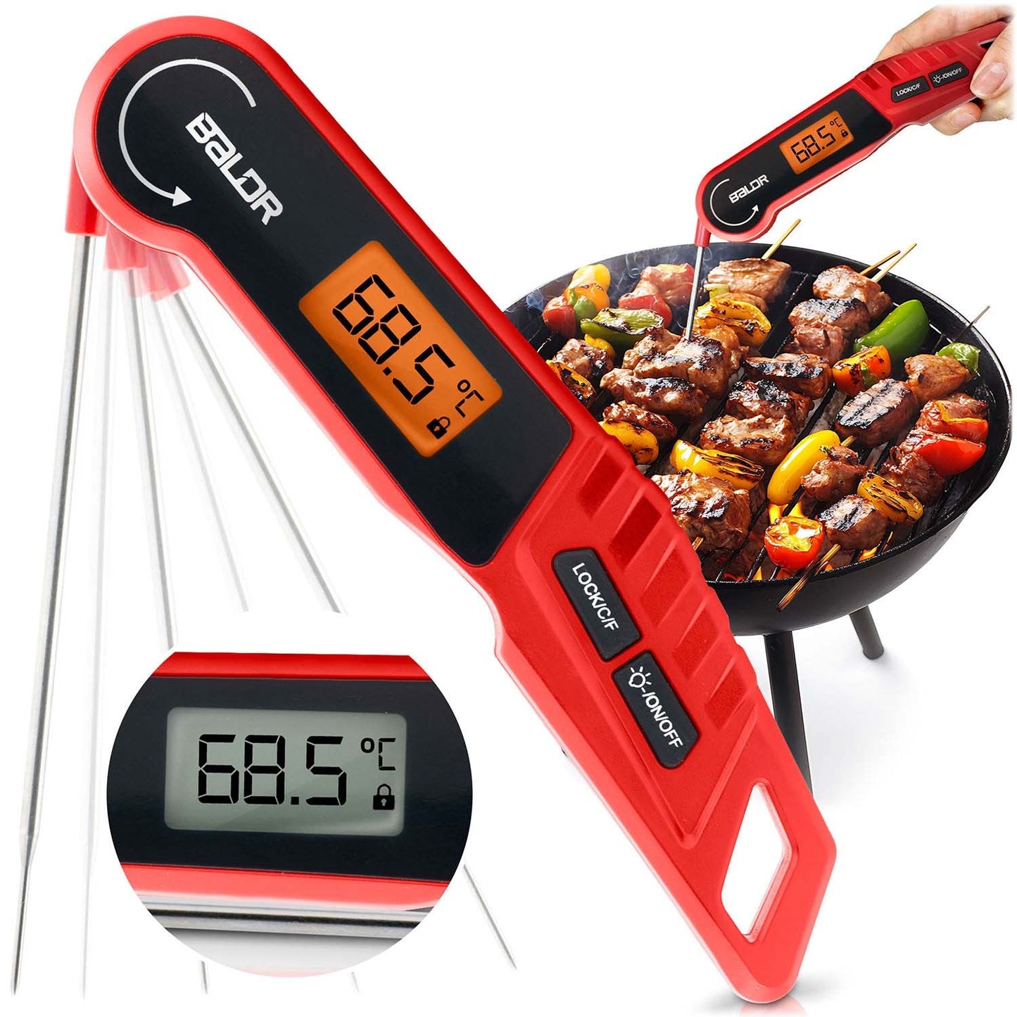 Kitchen thermometer for meat, pin probe, Baldr BD-130