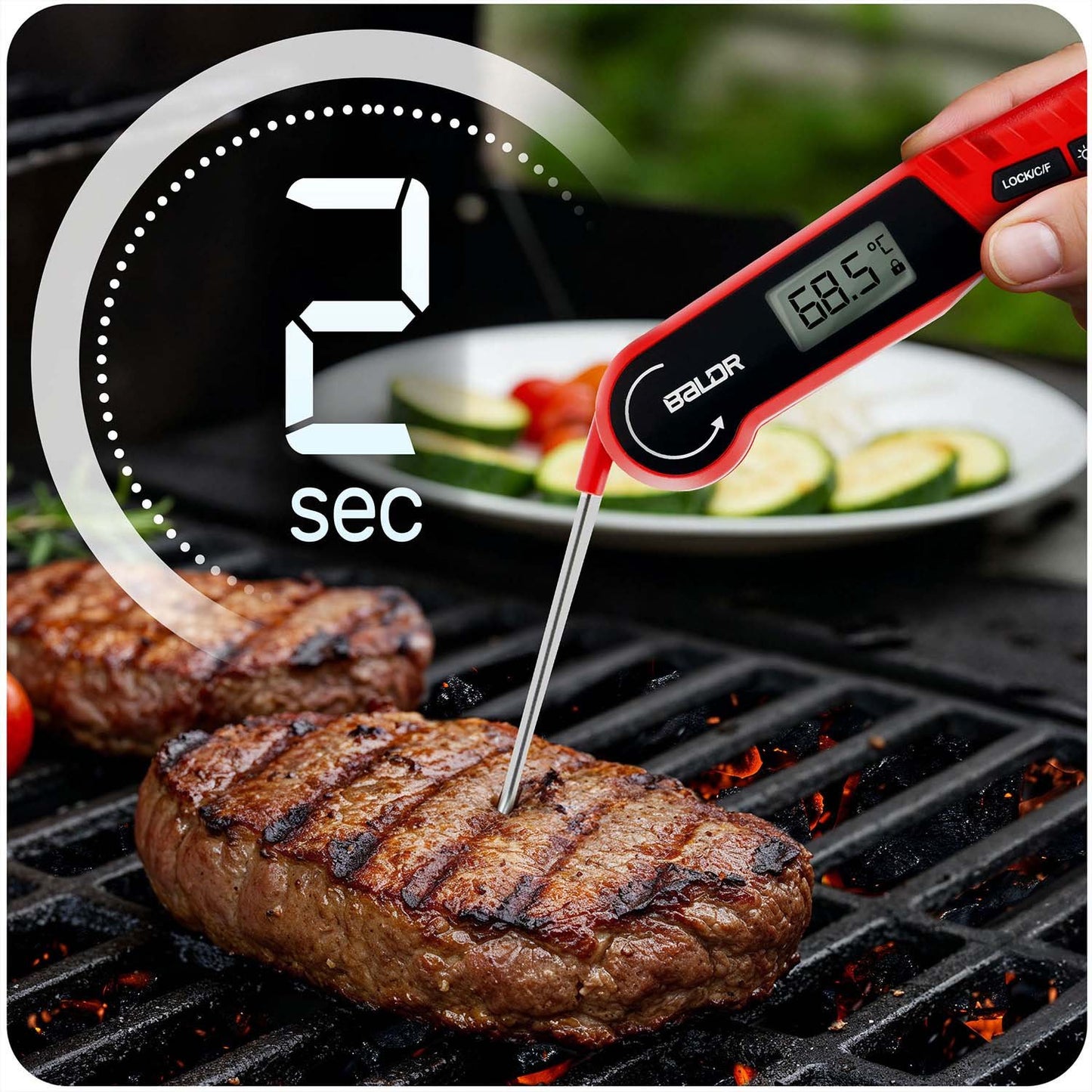 Kitchen thermometer for meat, pin probe, Baldr BD-130