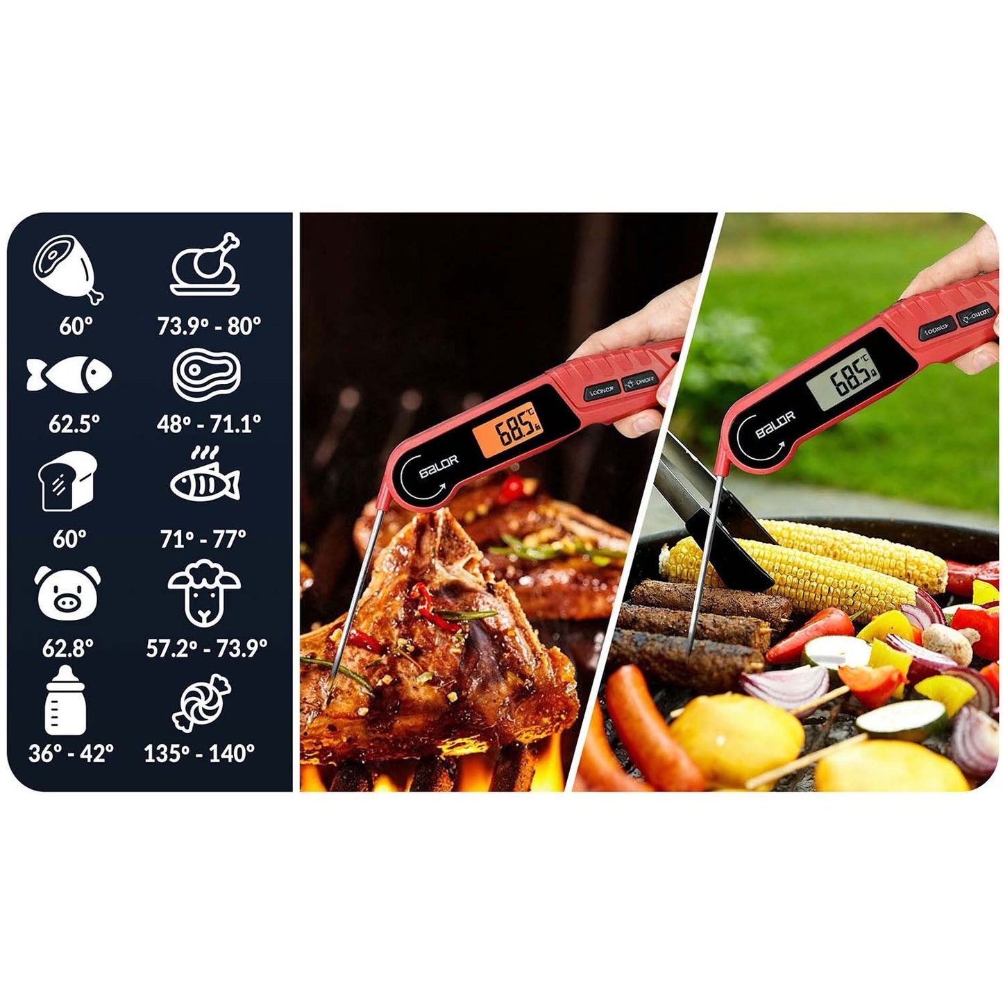 Kitchen thermometer for meat, pin probe, Baldr BD-130