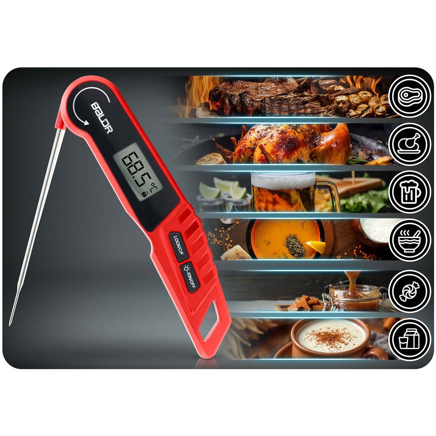 Kitchen thermometer for meat, pin probe, Baldr BD-130