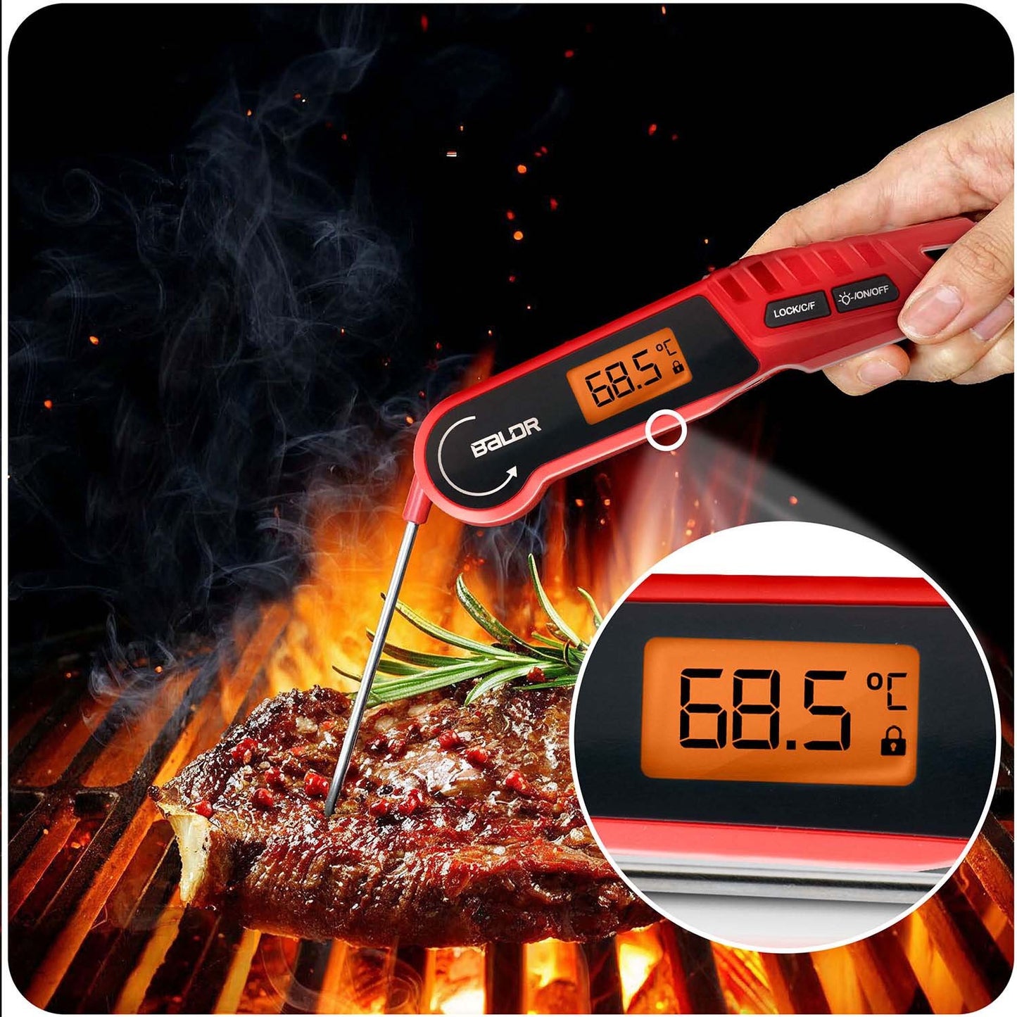 Kitchen thermometer for meat, pin probe, Baldr BD-130