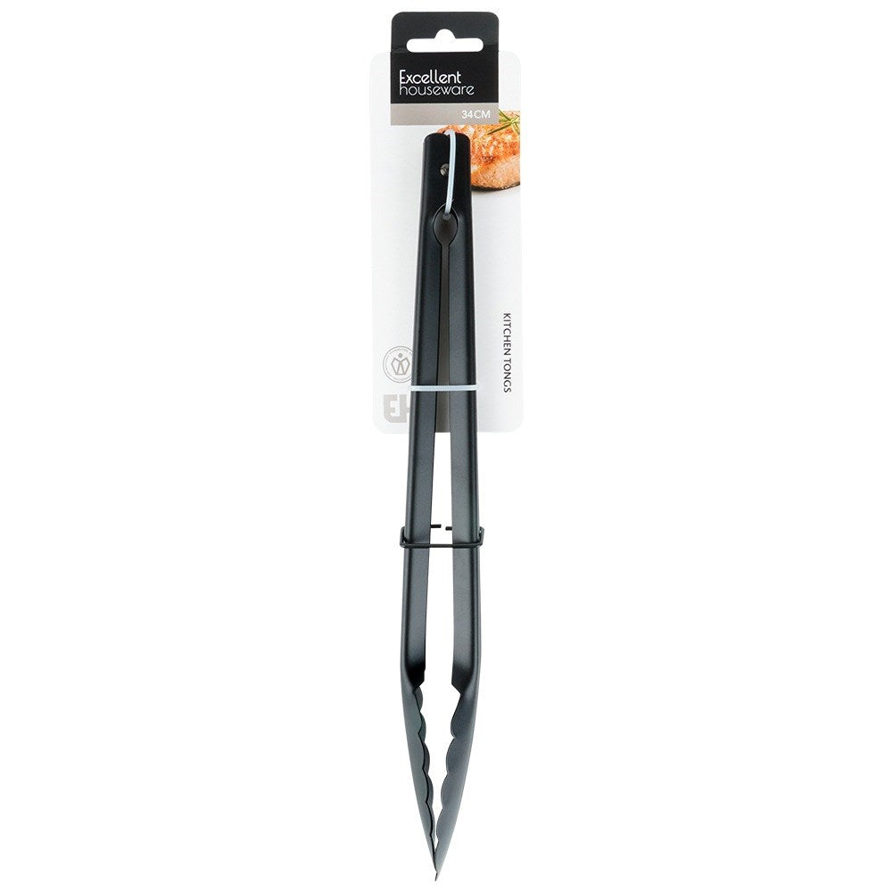 Kitchen tongs steel black 31 cm